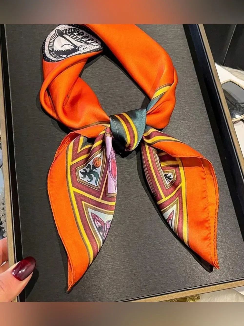 Zebra with Multicolor Print orange scarf N1497